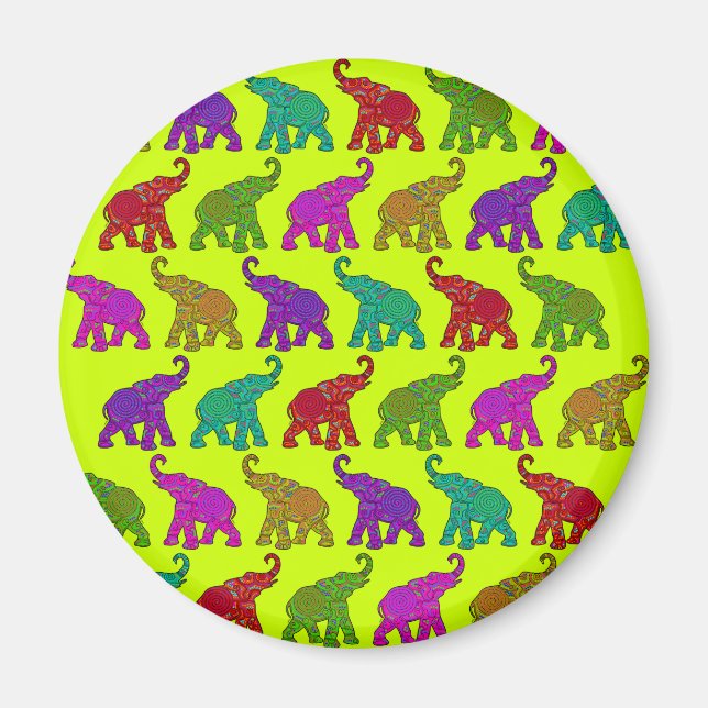 Elephant Walk Muster Fliesen Design Magnet (Vorne)