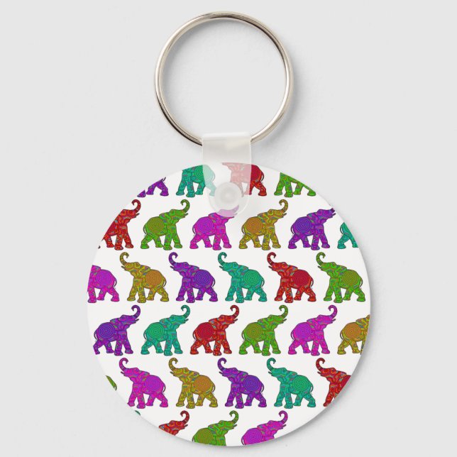 Elephant Walk Muster Fliesen Design Schlüsselanhänger (Vorderseite)