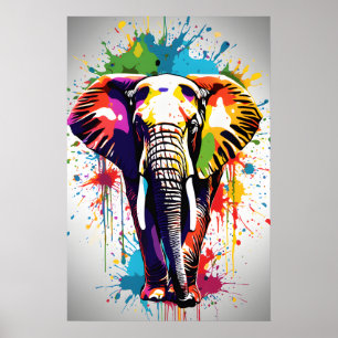 Elephant Wall Art, Animal Wildlife Spritzer Art Poster