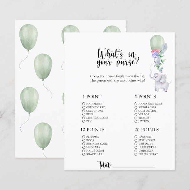 Elephant - Was in Ihrem Baby-Duschhandschuh-Spiel  (Vorne/Hinten)