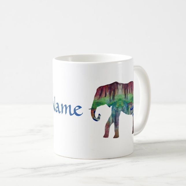 Elephant Watercolor Landschaft Kaffeetasse (VorderseiteRechts)