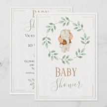 Elephant Watercolor Wreath Baby Dusche