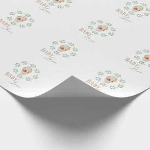 Elephant Watercolor Wreath Baby Liebe Geschenkpapier