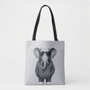 Elephant Wearing Hoodie Funny Cool Animal Vector