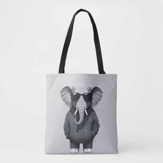 Elephant Wearing Hoodie Funny Cool Animal Vector (Vorderseite)