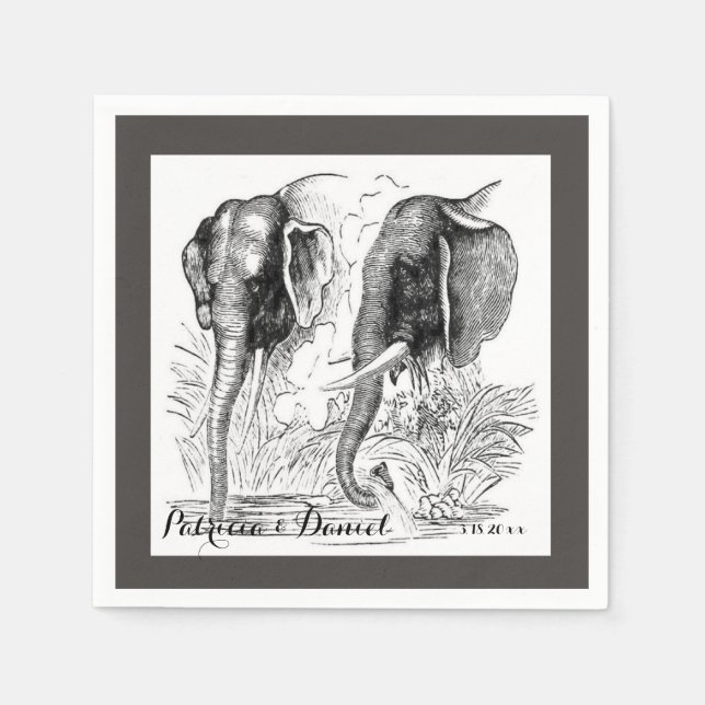Elephant Wedding Serviette (Vorderseite)