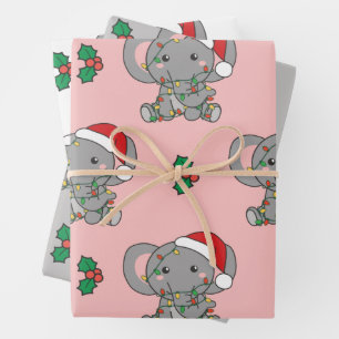 Elephant Weihnachts Wintertiere Urlaub Elephant Geschenkpapier Set