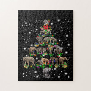 Elephant Weihnachtsbaum bedeckt durch Blitzlicht Puzzle