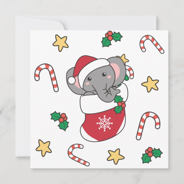 Elephant Weihnachtsschnee Wintertiere Elefanten Feiertagskarte (Vorderseite)