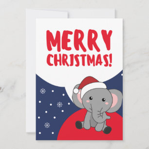 Elephant Weihnachtsschnee Wintertiere Elefanten Feiertagskarte