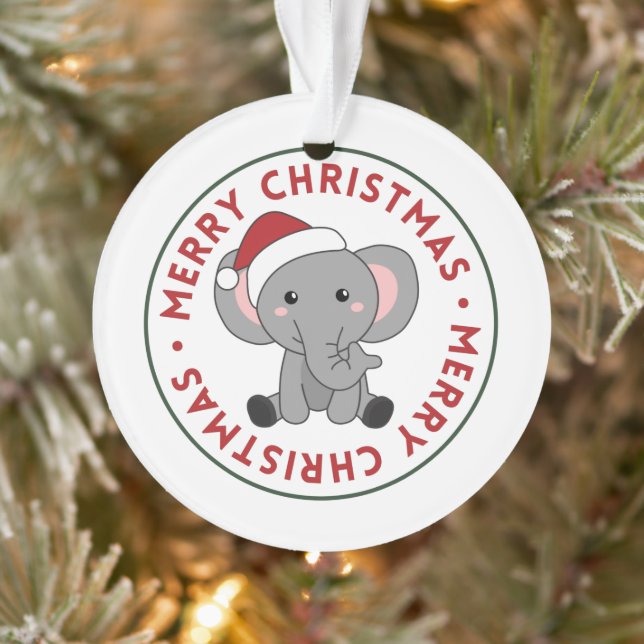 Elephant Weihnachtsschnee Wintertiere Elefanten O Ornament (Baum)