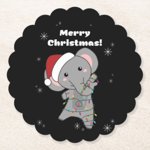 Elephant Weihnachtsschnee Wintertiere Elefanten Untersetzer