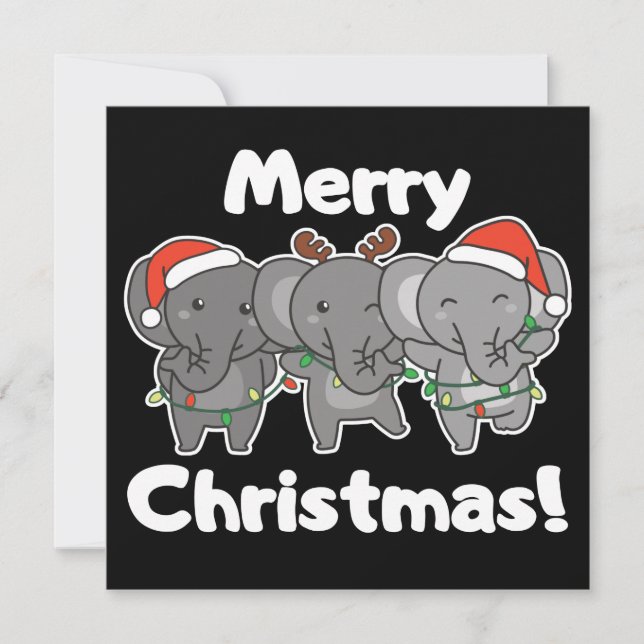 Elephant Weihnachtstiere Elefanten frohe Einladung (Vorderseite)