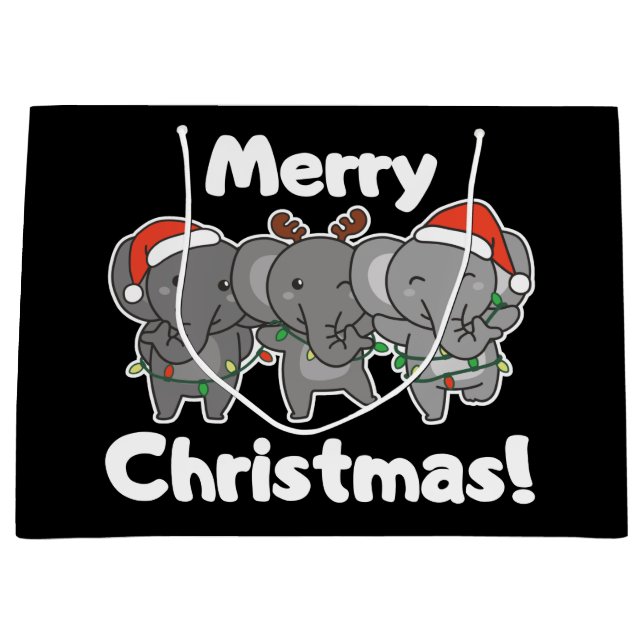 Elephant Weihnachtstiere Elefanten Merry Large G Große Geschenktüte (Vorderseite)
