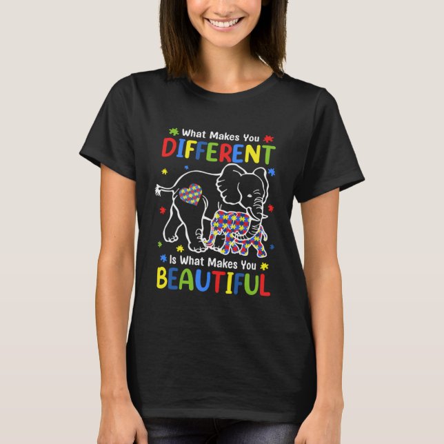 Elephant What Makes You Different Autism Awareness T-Shirt (Vorderseite)