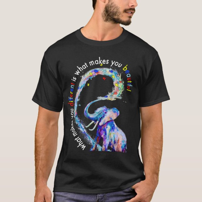Elephant What Makes You Different Autism Awareness T-Shirt (Vorderseite)