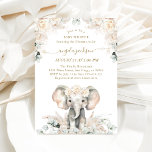 Elephant White Roses Boho Pampas Baby Girl Dusche Einladung<br><div class="desc">Treten Sie ein in eine Welt des böhmischen Charmes und der Eleganz mit unserem bezaubernden Boho Elephant und White Roses Baby Girl Duwer Design. Dieses reizvolle Design zeichnet sich durch eine niedliche Aquarellbilder eines bezaubernden Elefanten aus, umgeben von üppigen Pampasgras und Eukalyptus-Blätter, die alle mit zarten, weißen Rosen geschmückt sind....</div>