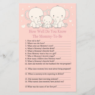 Elephant Wie gut kennen Sie das Baby-Dusche-Spiel?