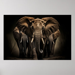Elephant Wild Animal Portrait Nature Beauty Poster