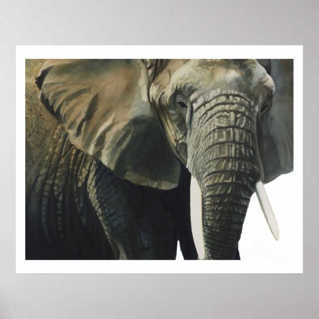 "Elephant Wildlife Animal Water color" Poster (Vorne)