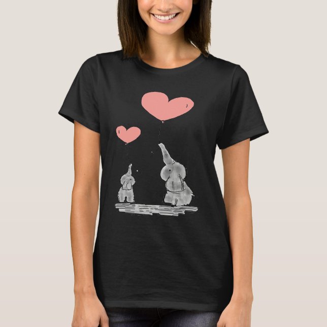 Elephant  with Balloon Heart Unisex T-Shirt (Vorderseite)