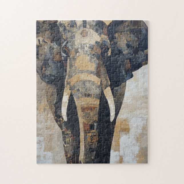 Elephant with Benin designs on body Puzzle (Vertikal)
