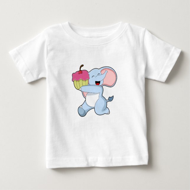 Elephant with Cake Baby T-shirt (Vorderseite)