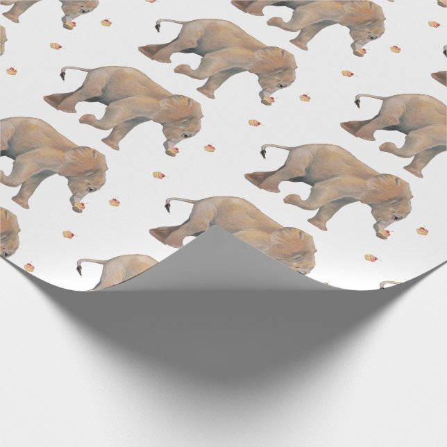 Elephant with cupcakes XL gift wrap Geschenkpapier (Ecke)