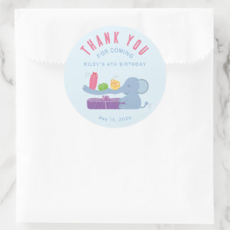Elephant with Gifts Thank You Runder Aufkleber