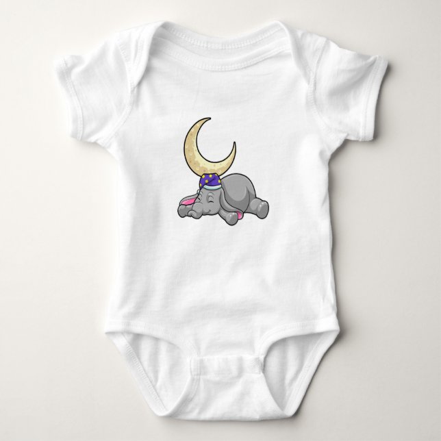 Elephant with Moon Baby Strampler (Vorderseite)