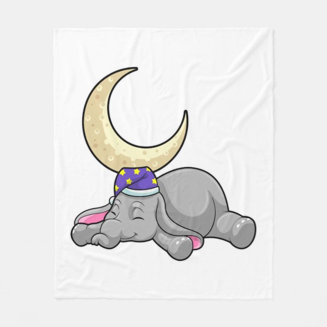 Elephant with Moon Fleecedecke (Vorderseite)