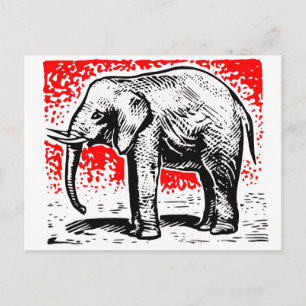 Elephant Woodcut Postkarte