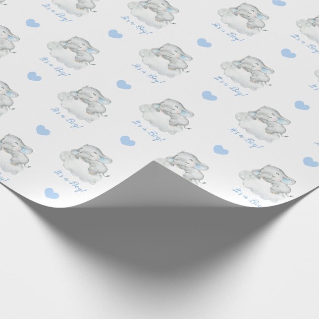 Elephant Wrapping Paper (Blue Personalisiert Cloud Geschenkpapier (Ecke)