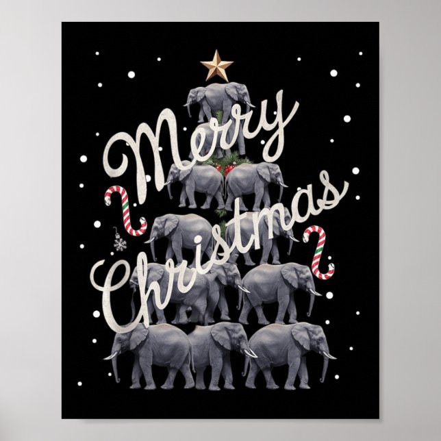 Elephant Xmas Tree Elephant Weihnachtsbaum Heirate Poster (Vorne)