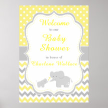 Elephant Yellow and Gray Baby Shower Party
