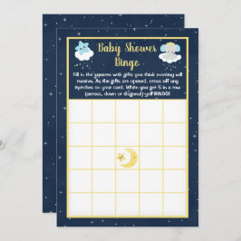 Elephant Yellow and Navy Baby Shower Bingo Einladung