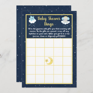 Elephant Yellow and Navy Baby Shower Bingo Einladung