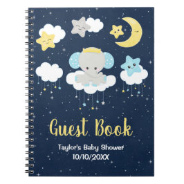 Elephant Yellow and Navy Baby Shower Guest Book Notizblock