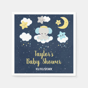 Elephant Yellow and Navy Baby Shower Serviette