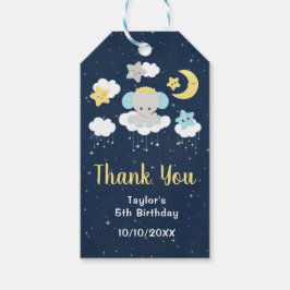 Elephant Yellow and Navy Birthday Party Danke Geschenkanhänger