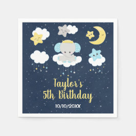 Elephant Yellow and Navy Birthday Party Serviette