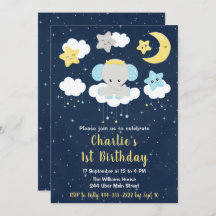 Elephant Yellow and Navy Blue Birthday Party