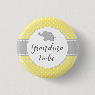 Elephant Yellow Baby Shower Oma zu sein Button