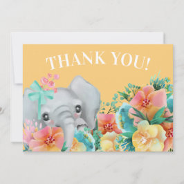 Elephant Yellow Pink Aquamarin Floral Vielen Dank Dankeskarte