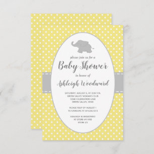 Elephant Yellow Polka Dot Neutral Baby Dusche Einladung