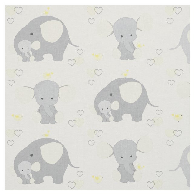 Elephant Yellow Safari Animal Kinderzimmer Neutral Stoff (Muster)