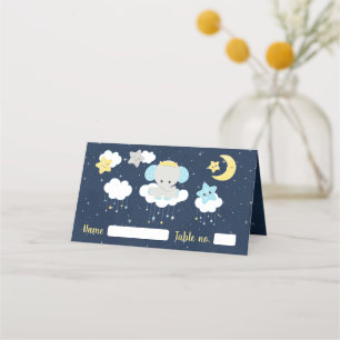 Elephant Yellow und Marine Geburtstagsparty Platzkarte