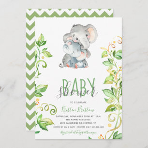 Elephant Zoo Animal Unisex Baby Shower Einladung