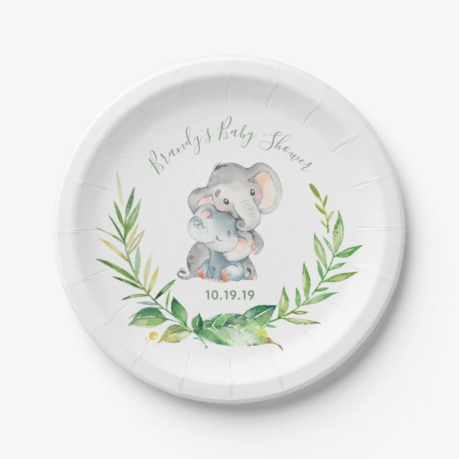 Elephant Zoo Jungle Animals Baby Dusche Pappteller (Vorderseite)
