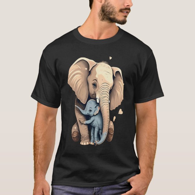 Elephant Zookeeper Elephant Mom Hugging A Child El T-Shirt (Vorderseite)